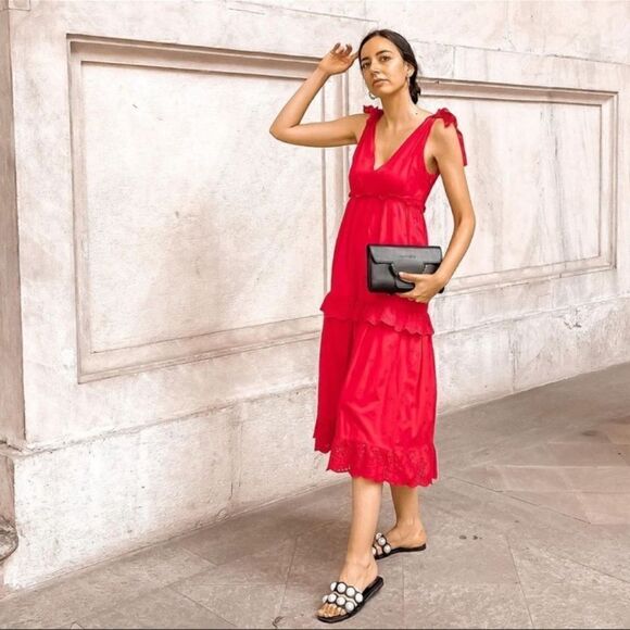 ZARA OPENWORK EMBROIDERED DRESS WITH BOW STRAPS - Picture 3 of 13